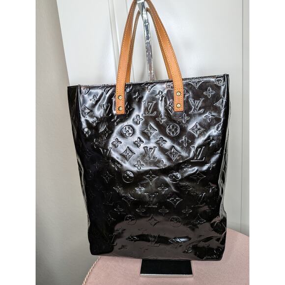 Louis Vuitton Tall Rectangular Black Patent Leather Bag with Leather Straps - Picture 4 of 14